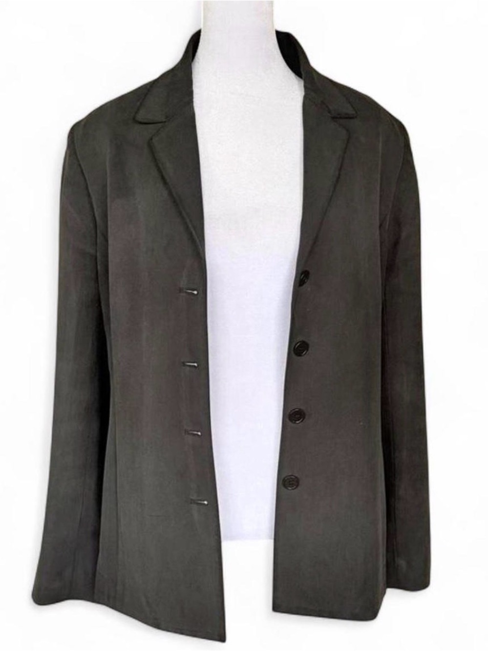 Liz Claiborne Dark Gray Women's 100% Silk Blazer - Classic Single-Breasted - Picture 2 of 5